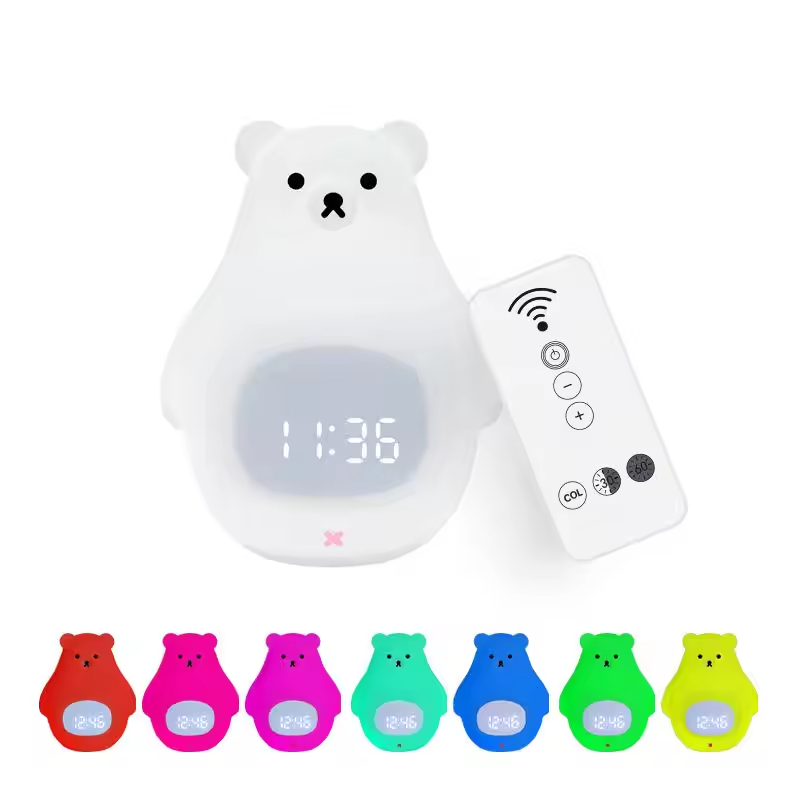Big White Bear Alarm Clock Night Light(Remote control Seven-color)