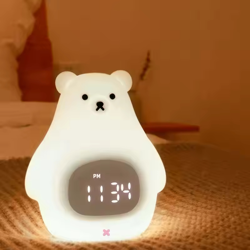 Big White Bear Alarm Clock Night Light(Two-color)
